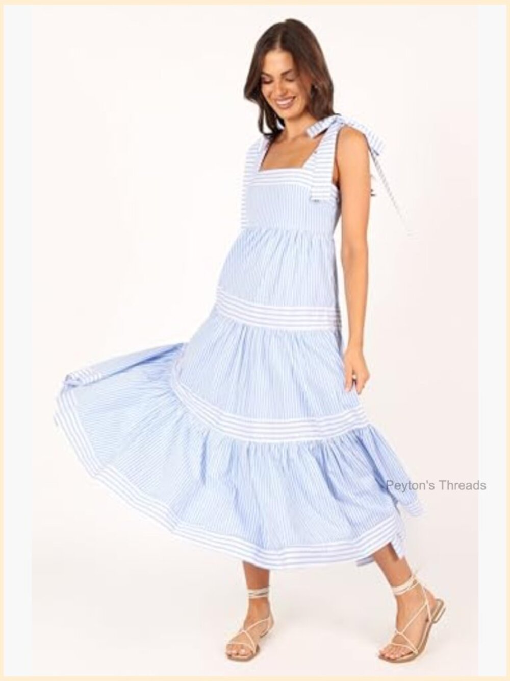 Maxi A-Line Dress with Square Neck and Shirred Back - Picture 2 of 7